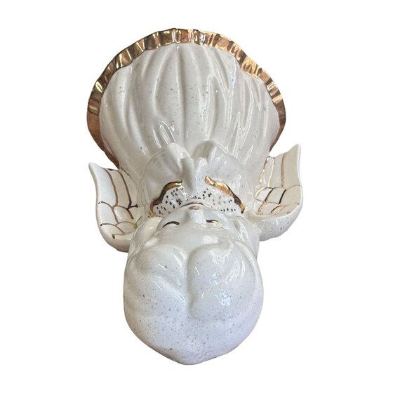 Vintage Ceramic White Praying Angel With Gold Trim Throughout GC - Picture 6 of 6
